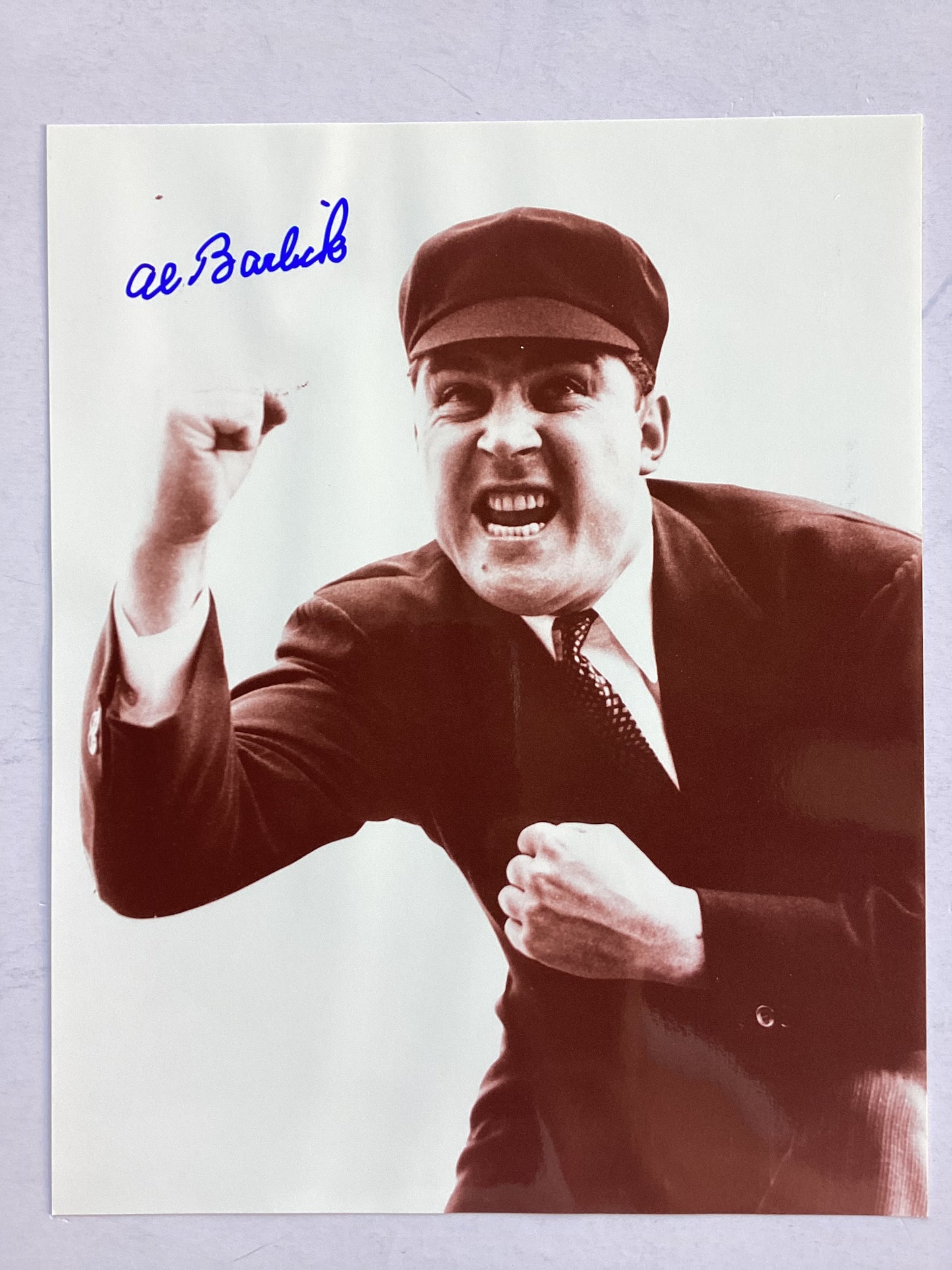 AL Barlick Hall of Fame Umpire Signed 8X10 Photo. COA Chesterfield Baseball Cards