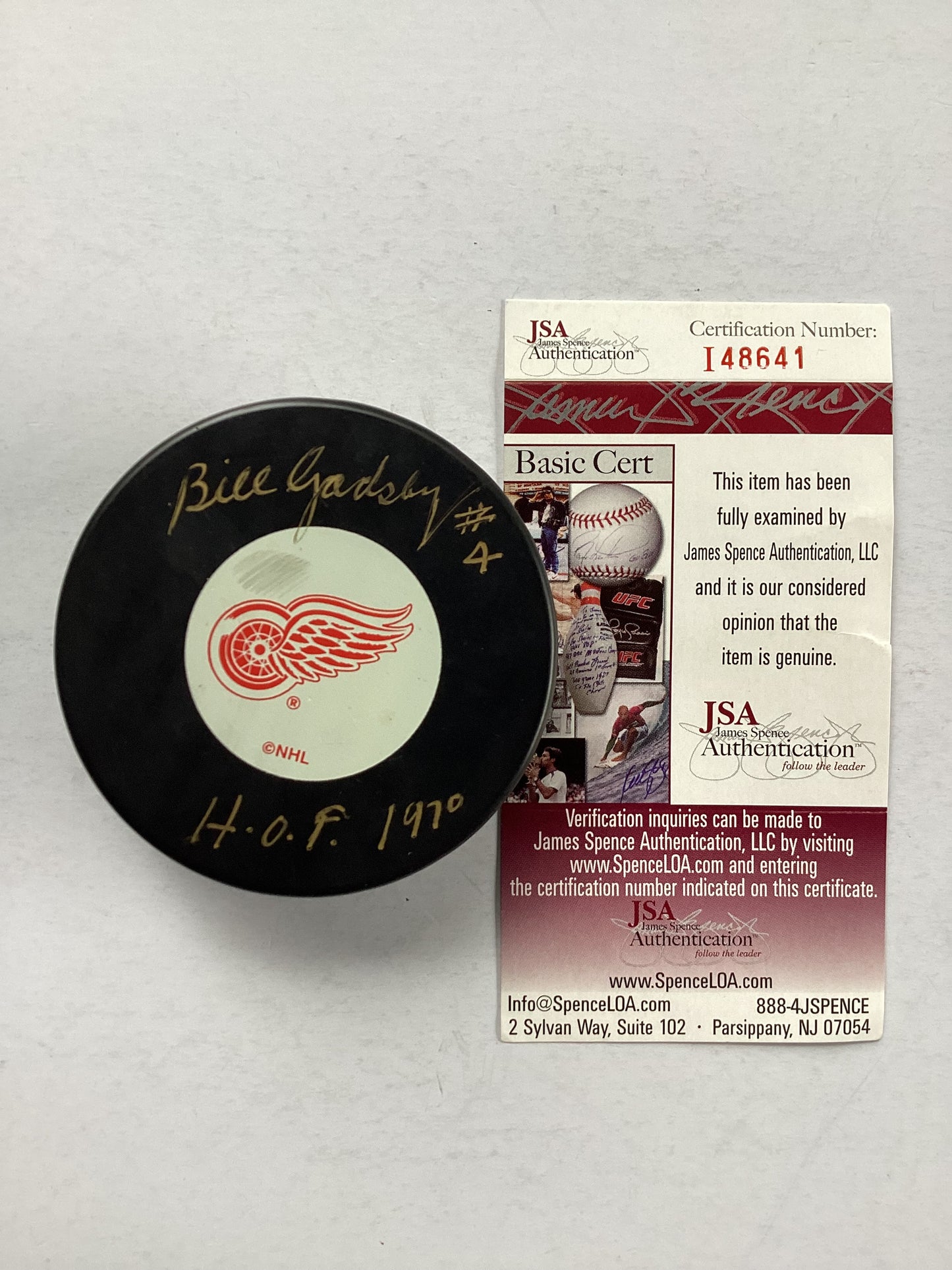 Detroit Red Wings Signed Puck - Bill Gadsby