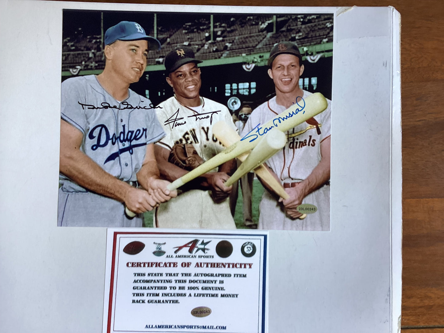 Duke Snider - Brooklyn Dodgers, Willie Mays - New York Giants & Stan Musial - St Louis Cardinals