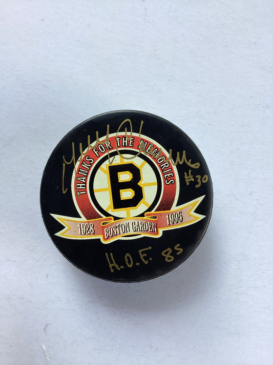 Boston Bruins Signed Puck - Gerry Cheevers