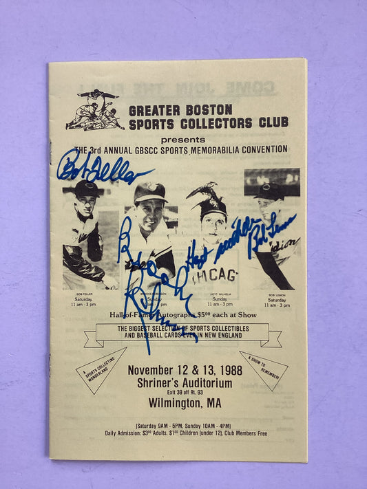 1988 Signed Cover by Hall of Famers Bob Feller, Brooks Robinson, Hoyt Wilhelm & Bob Lemon