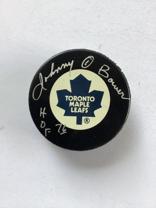 Toronto Maple Leafs Signed Puck - Johnny Bower