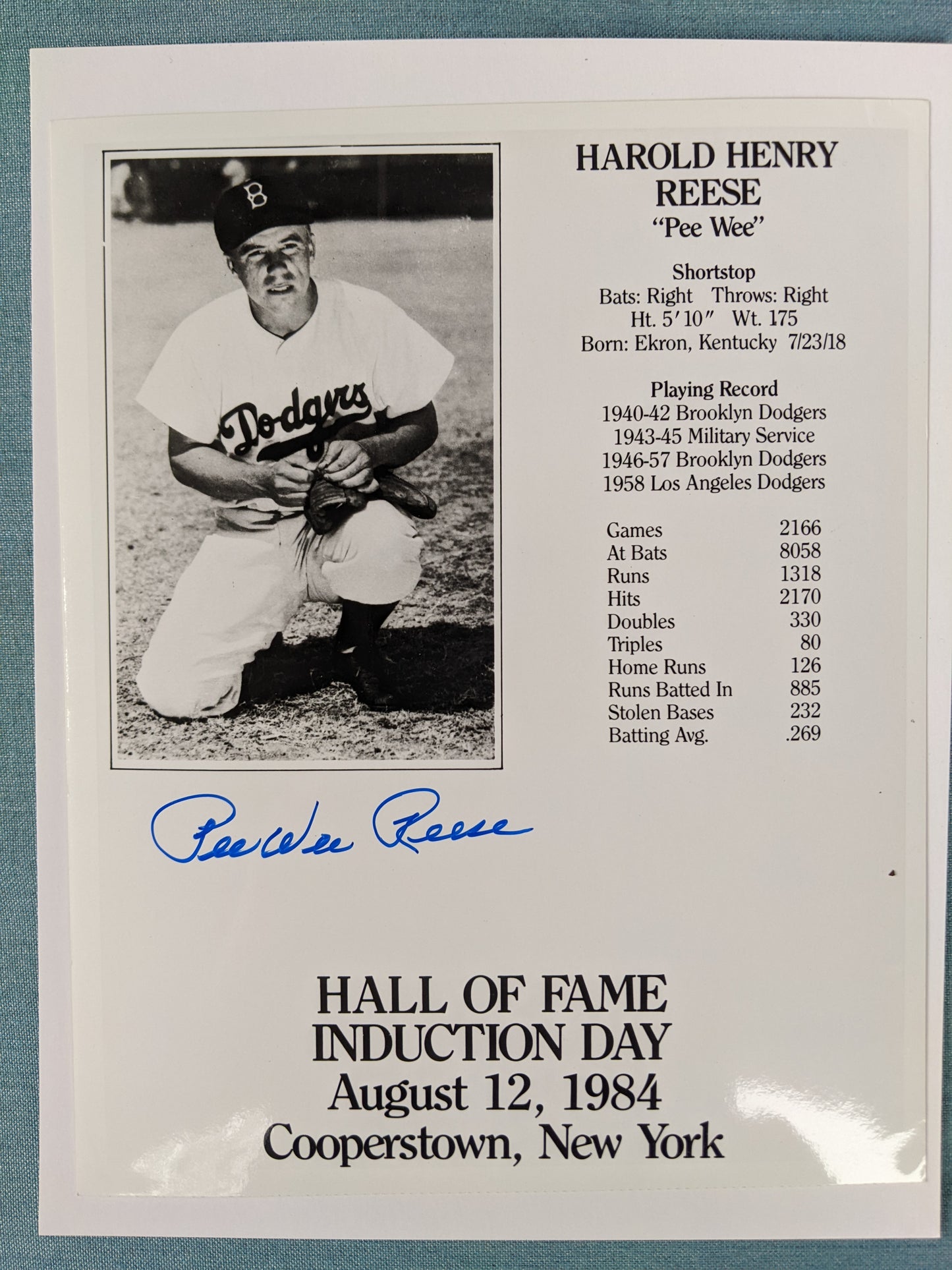 Pee Wee Reese - Brooklyn Dodgers