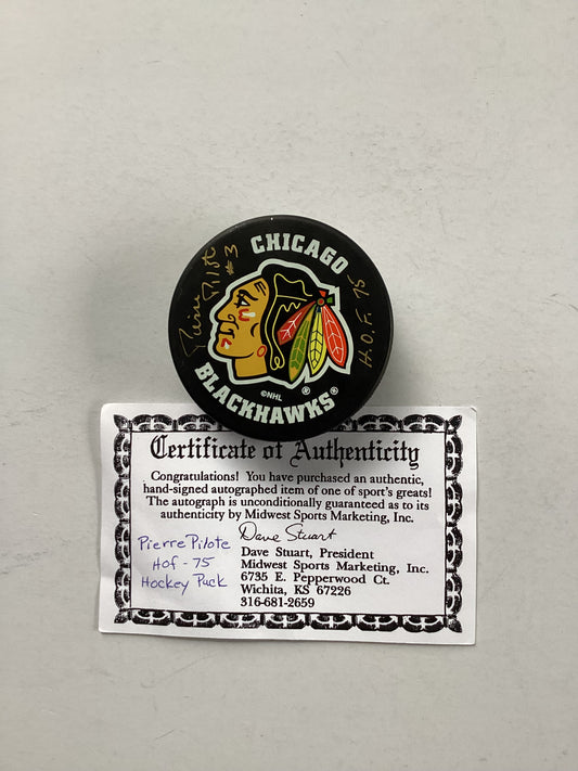 Chicago Blackhawks Signed Puck - Pierre Pilote