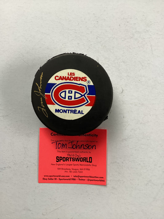 Montreal Canadians Signed Puck - Tom Johnson